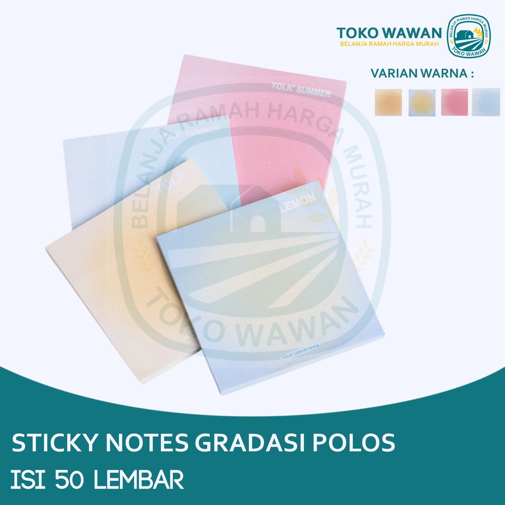 

Sticky Notes Gradasi Polos 50 Lembar Memo Tempel Gradasi Warna-Warni 50 Lembar Lucu Tempelan Kertas Catatan Memo Bookmark Notepad Alat Tulis Kantor Sekolah