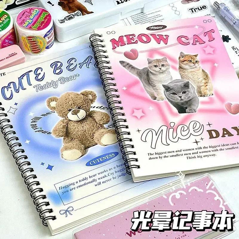

A5 50 Sheets Pink Blue Cat Bear Notebooks Binder Cute Hardcover Notepad Loose-leaf Notebook Journal School Stationery Supplies