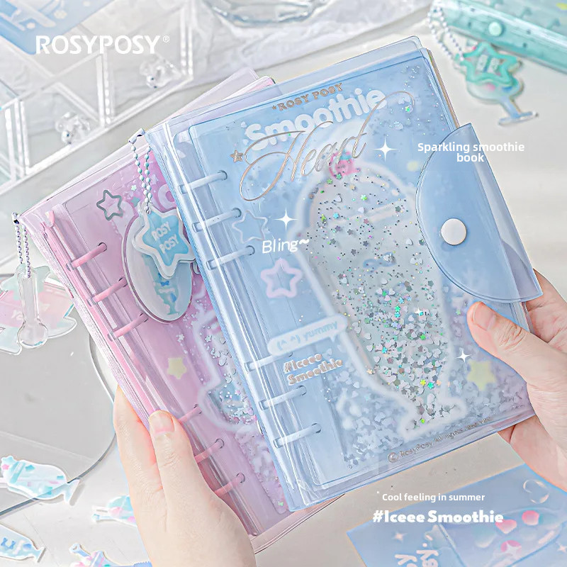 

Rosyposy Soft Set Frosty Series Ice Sand Notebook Summer Ice Transparent Clear Record Book Women's Heart Journal