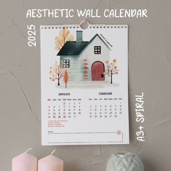 

ANDM Kalender Dinding 2025 Aesthetic A3 Spiral FN