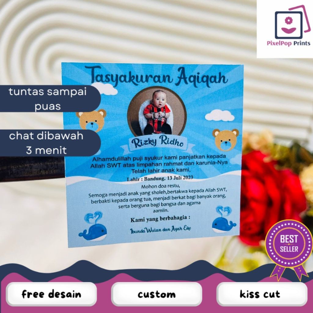 

Opikapip 9-15 Sticker Tasyakuran Aqiqah Bayi Stiker Ikkah Iqqah Qiqah Anak Bentuk Kotak Uk.Besar