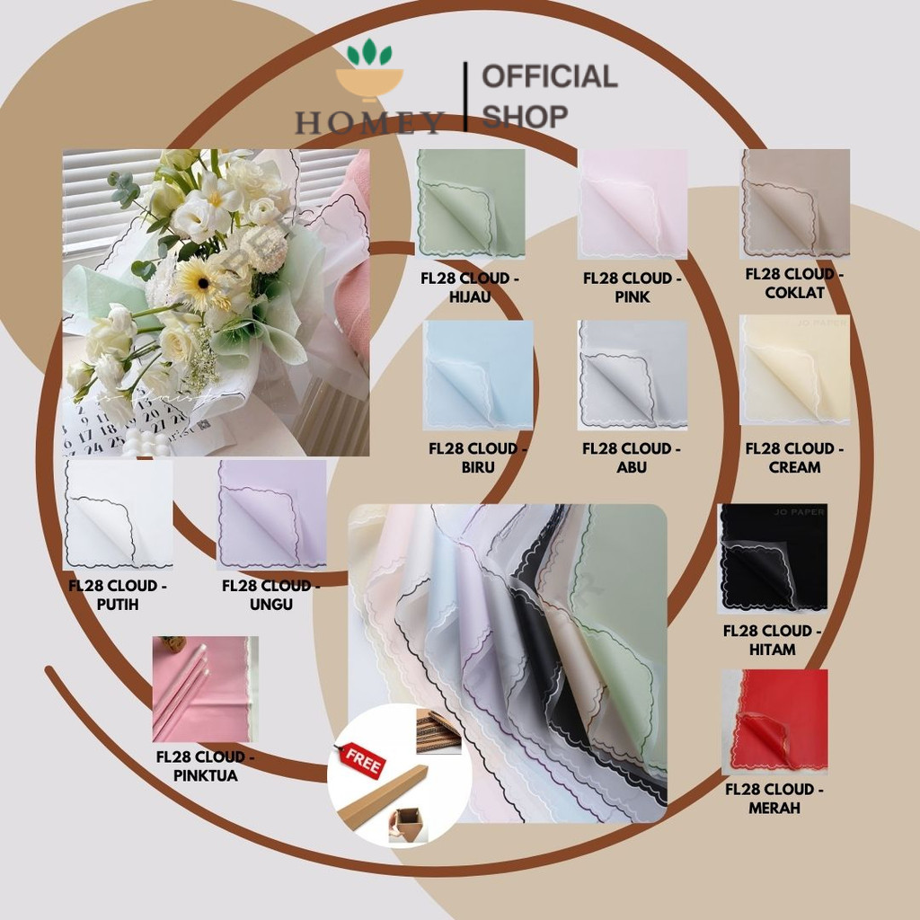 

HOMEY - (5 LEMBAR) - FL28 CLOUD Kertas Bunga Paper Buket Motif Frame List Awan Cloud Kado Transparan Florist Cellophane