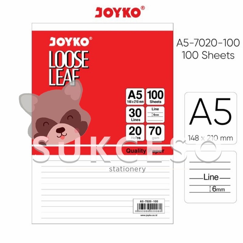 

Joyko Loose Leaf A5-7020 100 Sheet / Isi Kertas Binder File Joyko