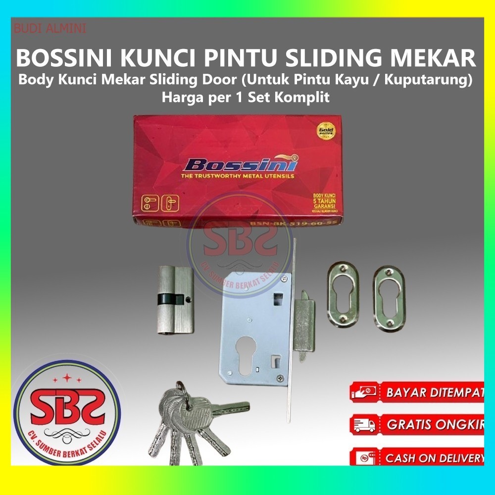 BOSSINI KUNCI MEKAR - KUNCI PINTU SLIDING KAYU - KUNCI SLIDING DOOR KAYU MODEL MEKAR