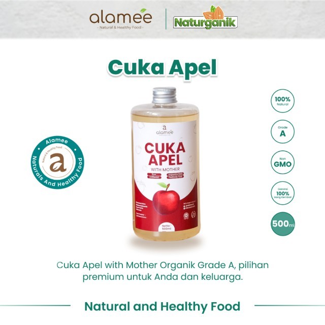 

ALAMEE Cuka Apel Original Organik Apple Cider Vinegar With Mother Sari Buah 500ml Naturganik