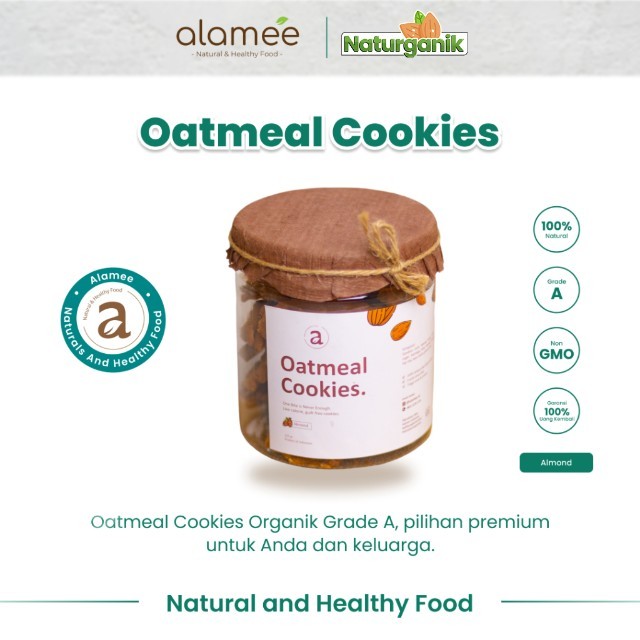 

ALAMEE Oatmeal Diet Cookies - Almond Cemilan Sehat Healthy Snack Oat Organik Naturganik