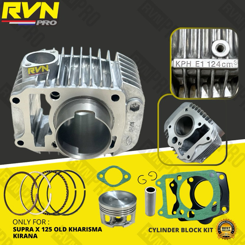 RVN CYLINDER BLOK SEHER BORING STANDAR KOMPLIT KPH SUPRA X 125 OLD KHARISMA KIRANA PLUS BLOCK SEHER 