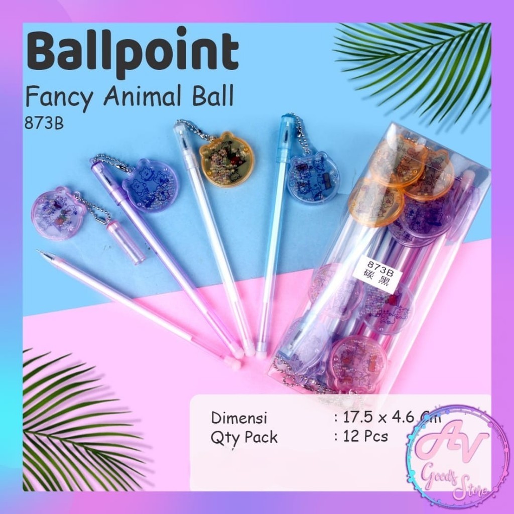 

Ballpoint Gantung Animal 873B (12pcs) / 1Lusin Pulpen Gel Fancy Lucu
