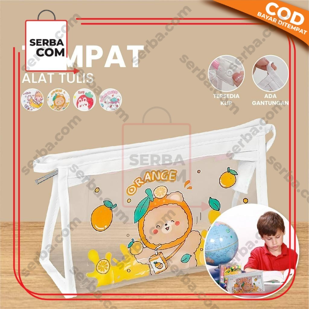 

Tempat Pensil Transparan Motif Kartun Tas Pouch Kosmetik / Tas Kosmetik Travel Multifungsi Ala Korea Pouch Serbaguna