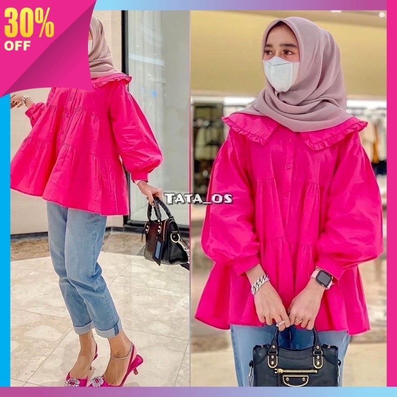 Baju Bahan Premium Style Korea Wanita Murah Bagus / NABILA BLOUSE FANTA FUSCHIA BLOUSE FUSCHIA