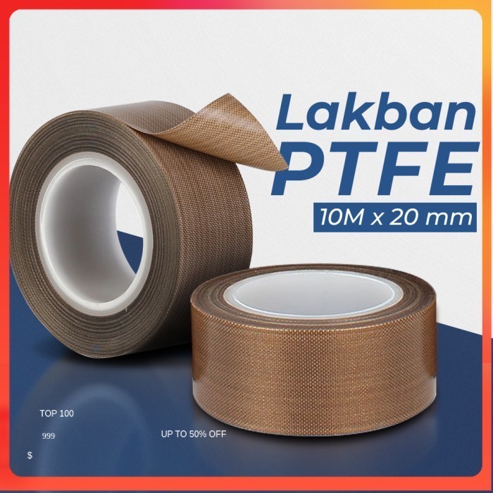 

Tape Lakban PTFE Heat High Temperature Adhesive 10M 20 mm -- Brown