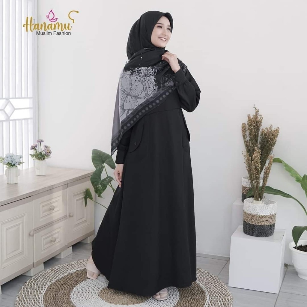 Hanamu mariska dress gamis terbaru gamis remaja gamis hitam gamis katun madinah