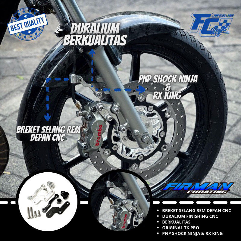 BREKET BRIKET BRACKET KLEM SLANG SELANG REM DEPAN BAWAH RX KING CUSTOM CNC
