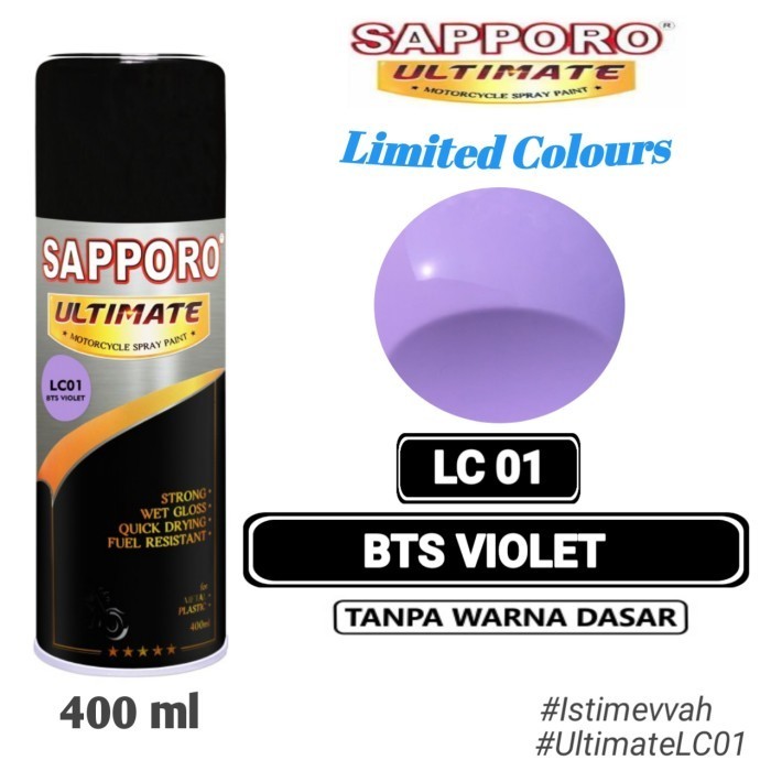 

SAPPORO ULTIMATE LC01 BTS VIOLET 400ml Cat Semprot Pylok Pilok Pylox