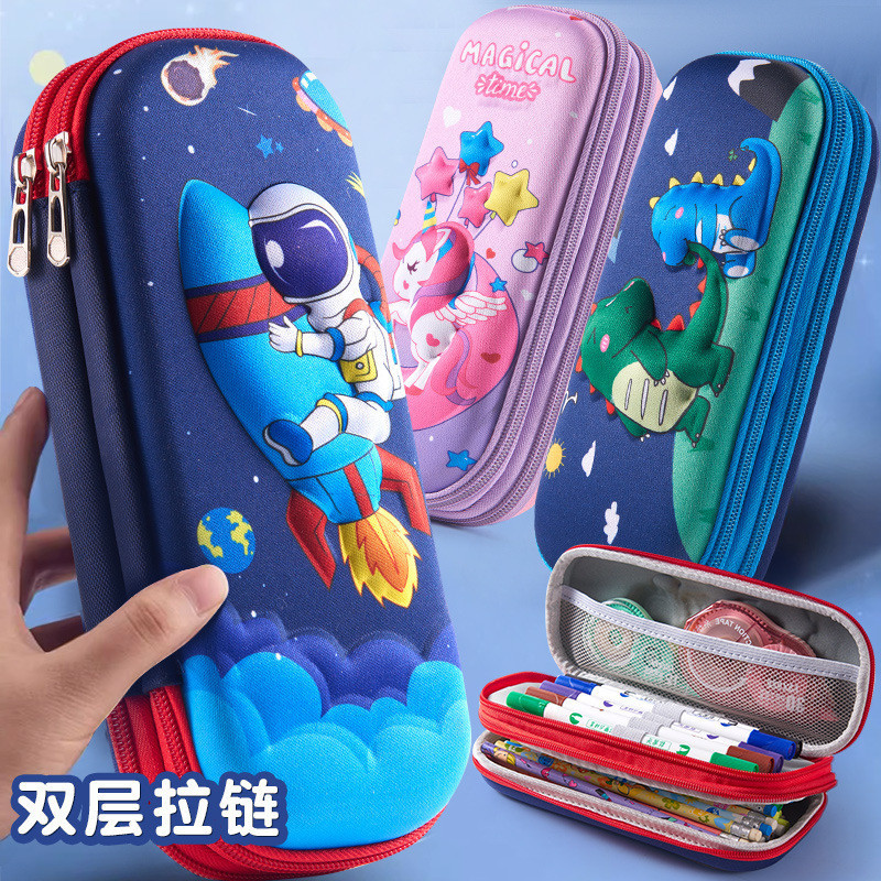 

24-07513 Kotak Pensil. Kid's 3D Double-Layer Zipper Large Capacity Pencil Case