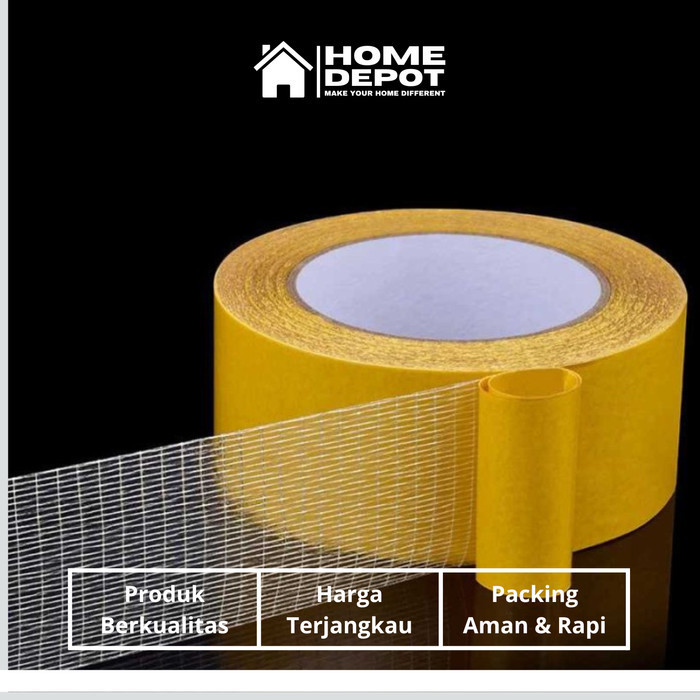 

Lakban Fiber Super Strong Grid Tape Panjang 20 Meter - Transparan, 10 mm