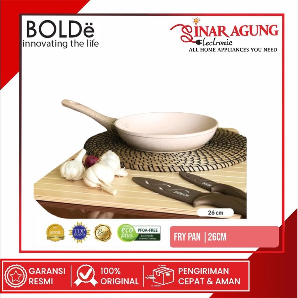 FRY PAN / TEFLON / WAJAN BOLDE GRANITE COATING BEIGE (26CM) 100% ORIGINAL