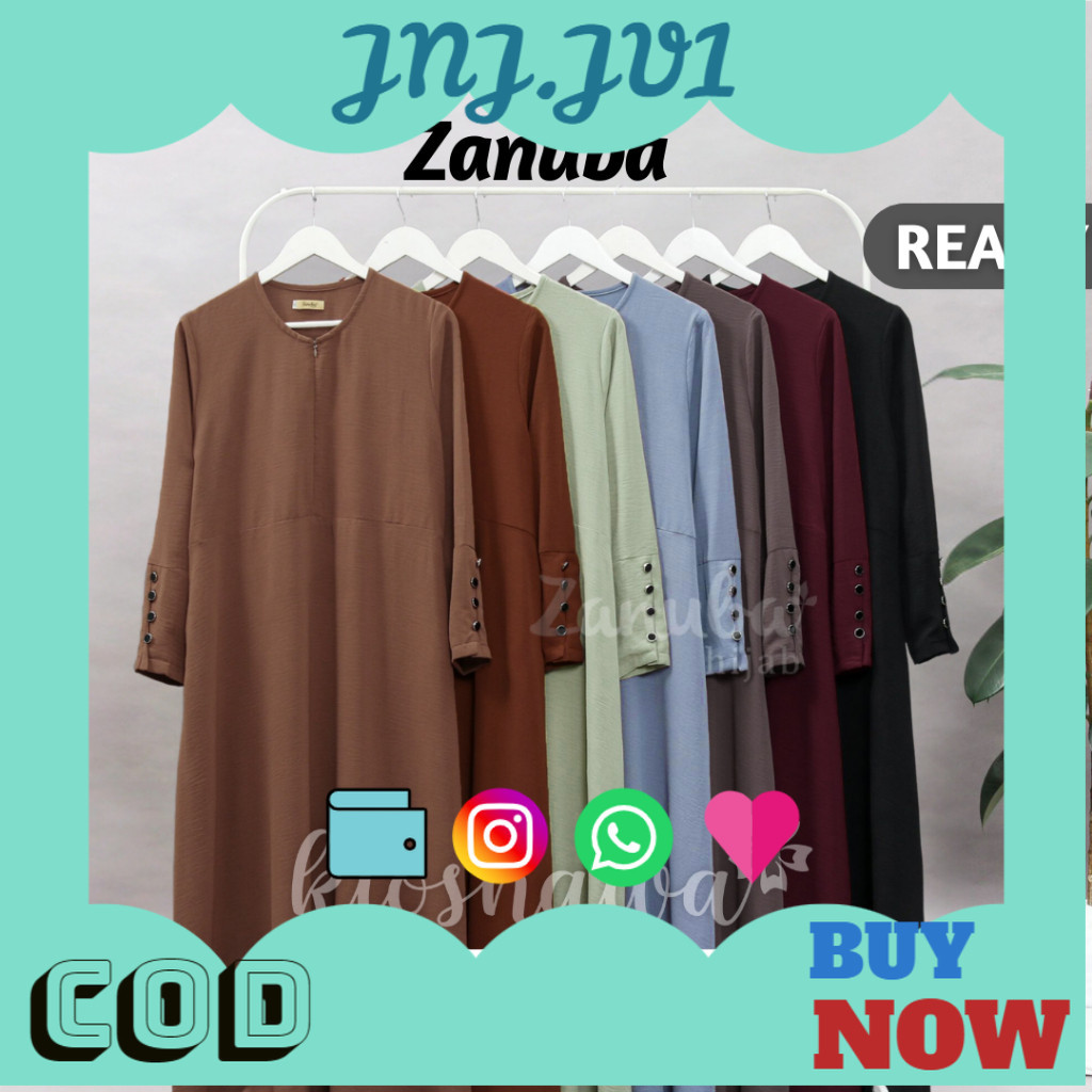 5.5 BIG SALE Botan Dress Zanuba Hijab KiosHawa . Gamis Zanuba Daily Dress Crinkle Zirru Dress Polos 