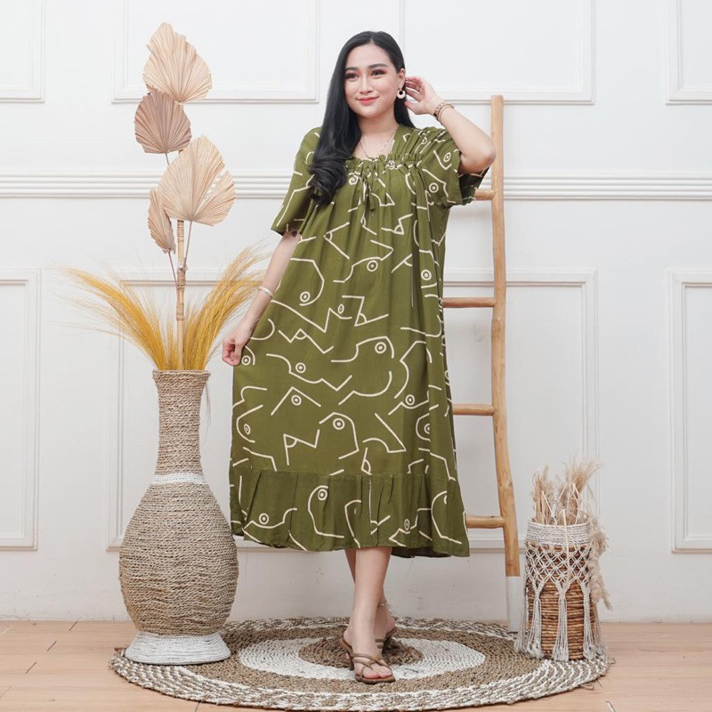 DASTER BUSUI BAHAN RAYON JUMBO LD 130 MOTIF TERBARU 2023 DASTER HOMEDRESS KEKINIAN ADEM LD 130 MUAT 