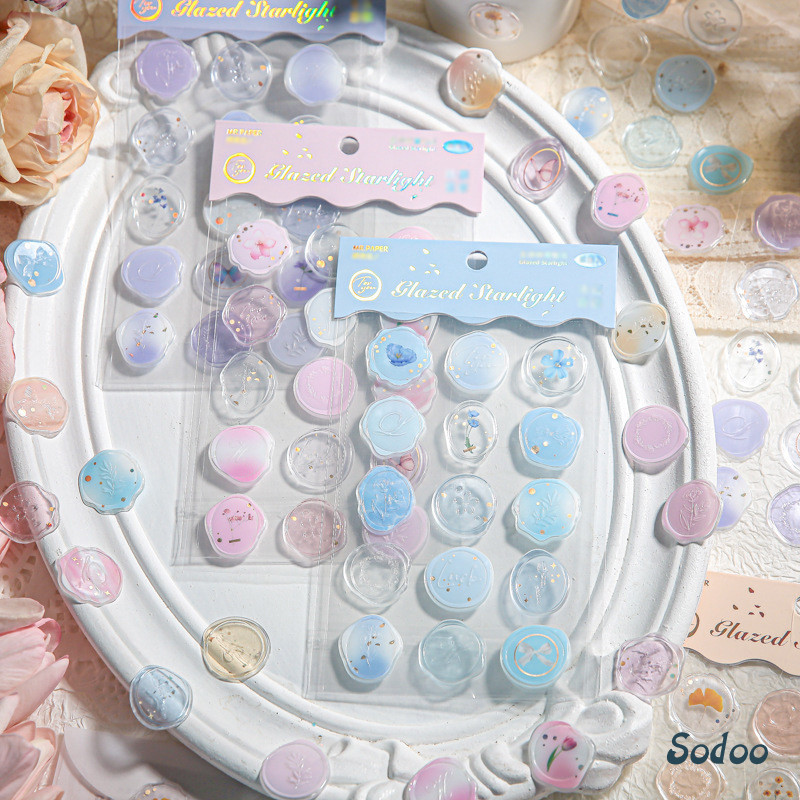 

Stiker segel stempel panas, stiker dekoratif amplop saku segar, stiker penyegelan lucu - SO