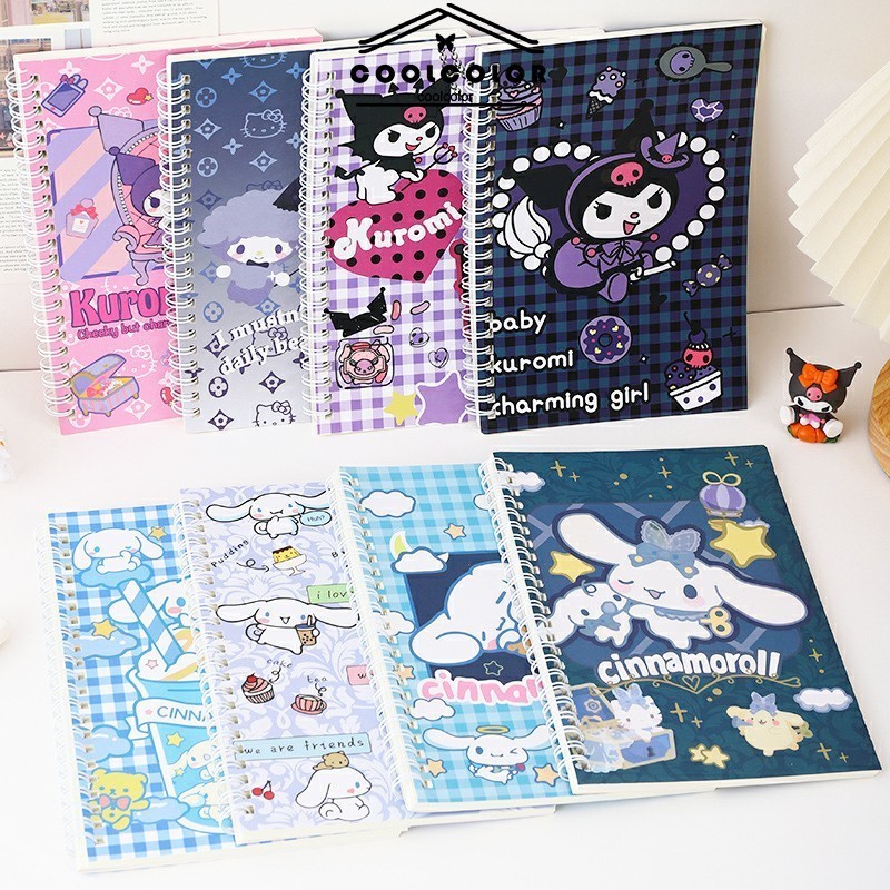 

COD❤️Buku catatan pelajar Kuromi, buku catatan koil A5 gaya ins, buku catatan Sanrio yang lucu-cl