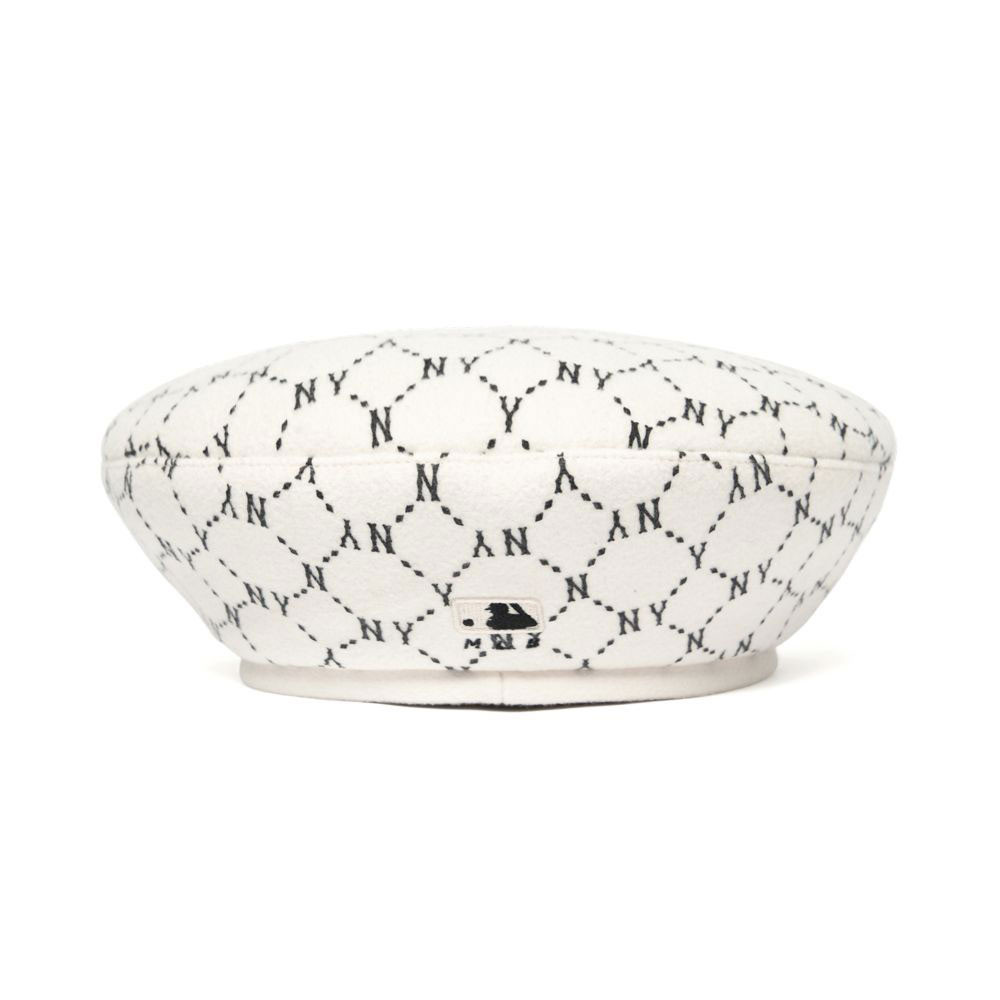 MLB beret hat DIA MONOGRAM UNISEX BERET 3ACBB0616 50CRS NEW YORK YANKEES CREAM