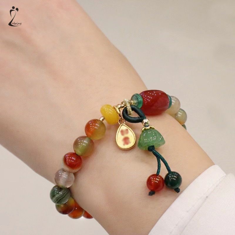 Gelang Keberuntungan Batu Alam Gaya Cina Gelang Gaya Etnik Retro Tali Tangan Ruyi Z
