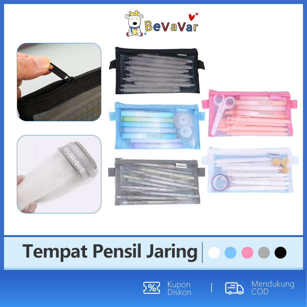 

BEVAVAR Tempat Pensil Jaring / Dompet Jaring / Kotak Pensil Mesh Transparan