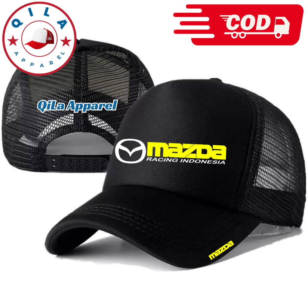 QiLa Apparel Topi Trucker MAZDA - Topi Distro MAZDA Logo - Topi MAZDA Premium - Topi Pria Dewasa - T