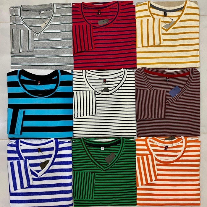 [GROSIR] KAOS STRIPE KAOS SALUR LENGAN PANJANG BAHAN KATUN