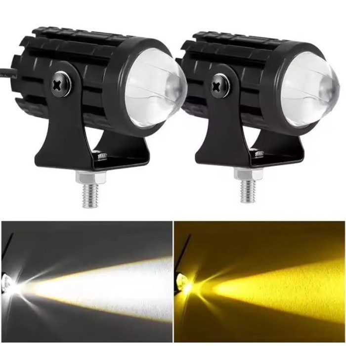 Lampu Tembak Sorot Laser Led Mini Sepeda Motor 2 Warna Kuning Putih 3000k 6000k Mesin Outdoor Forklift Mobil Truck Sorot Foglamp Mini D2 LED Cree Low High Beam Foglamp Terang 8 - 80v Metal Baja Mini Steel Gun Spotlight 20w