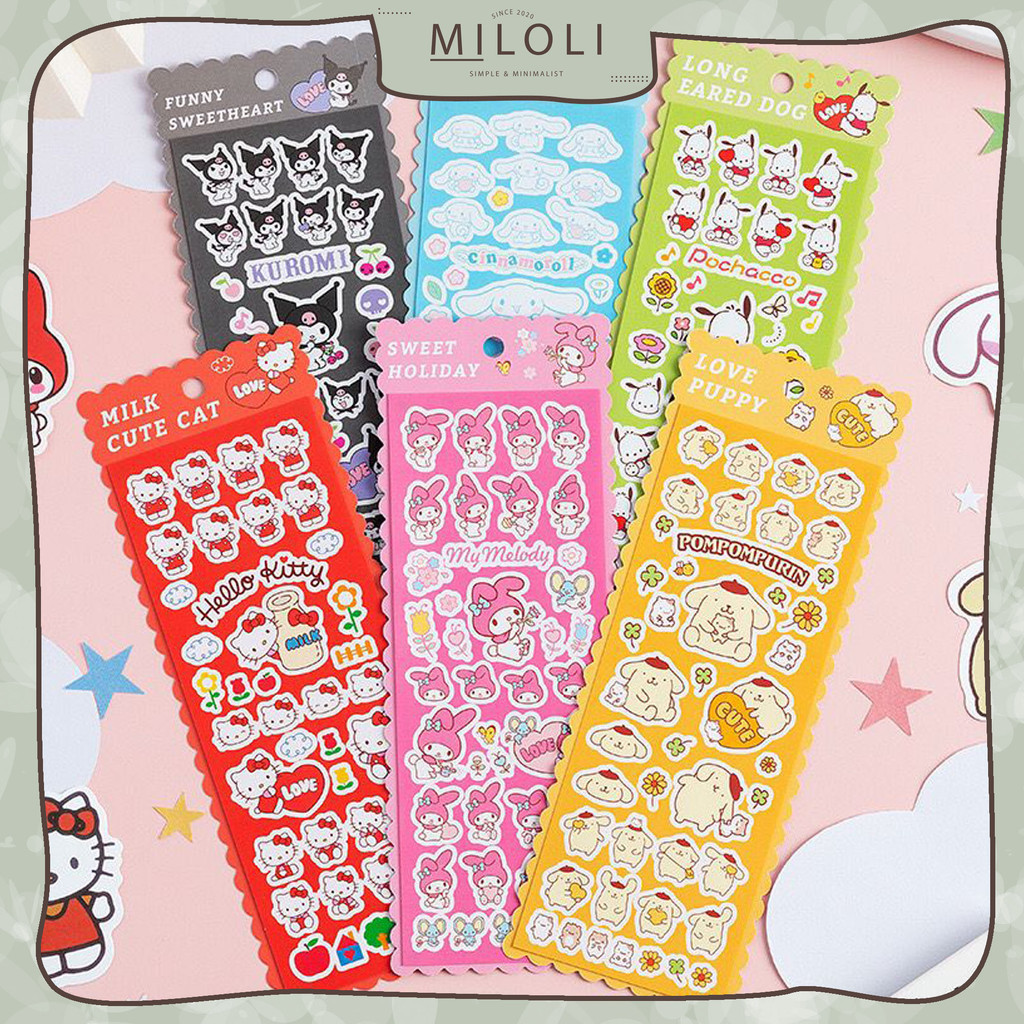

[MILOLI] 1Lembar STICKER KUROMI CINNAMOROLL MELODY HELLO KITTY POMPOMPURIN POCHACCO Sticker Decor DIY Scrapbook Stiker Hias Diary Planner - B0466