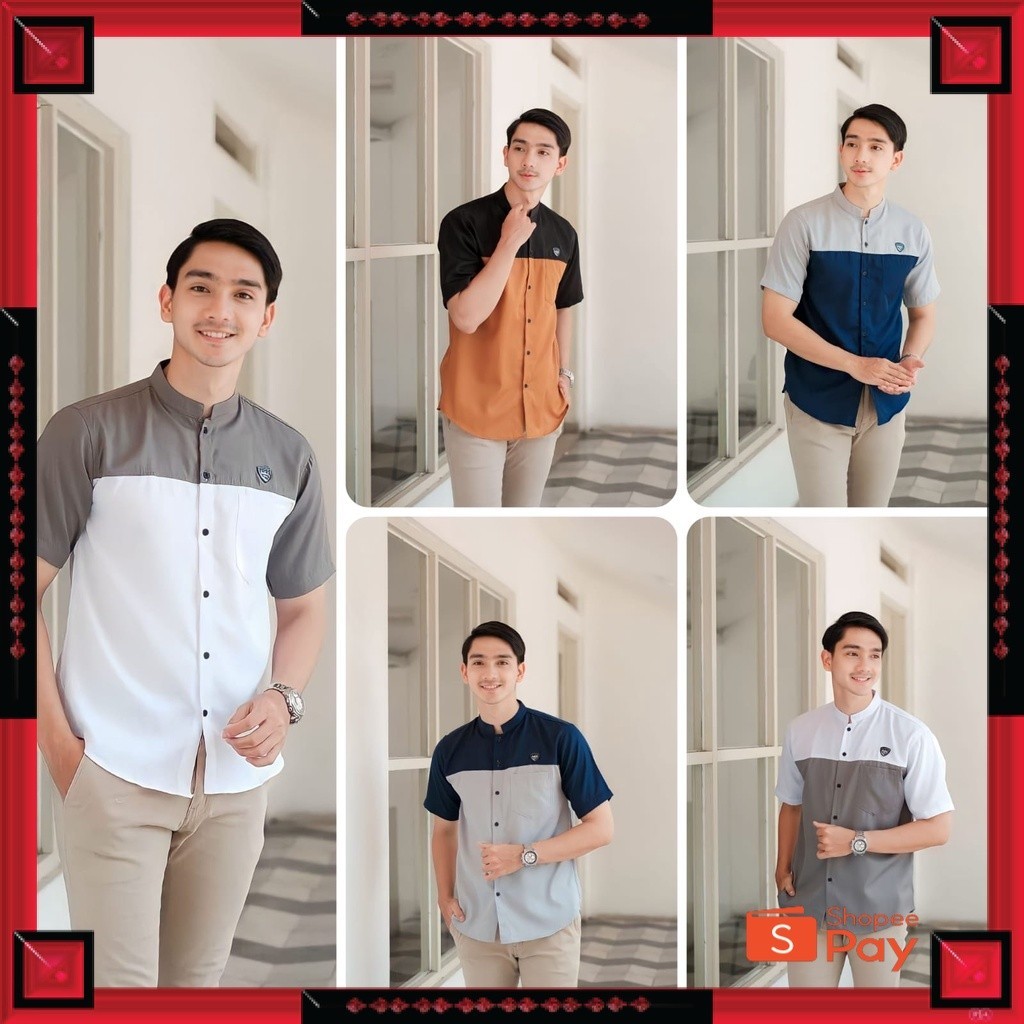 KAIN ADEM LEMBUT HALUS TEBAL / Baju Kemeja Koko Pria Lengan Pendek Kombinasi Baju Muslim Terbaru Nak