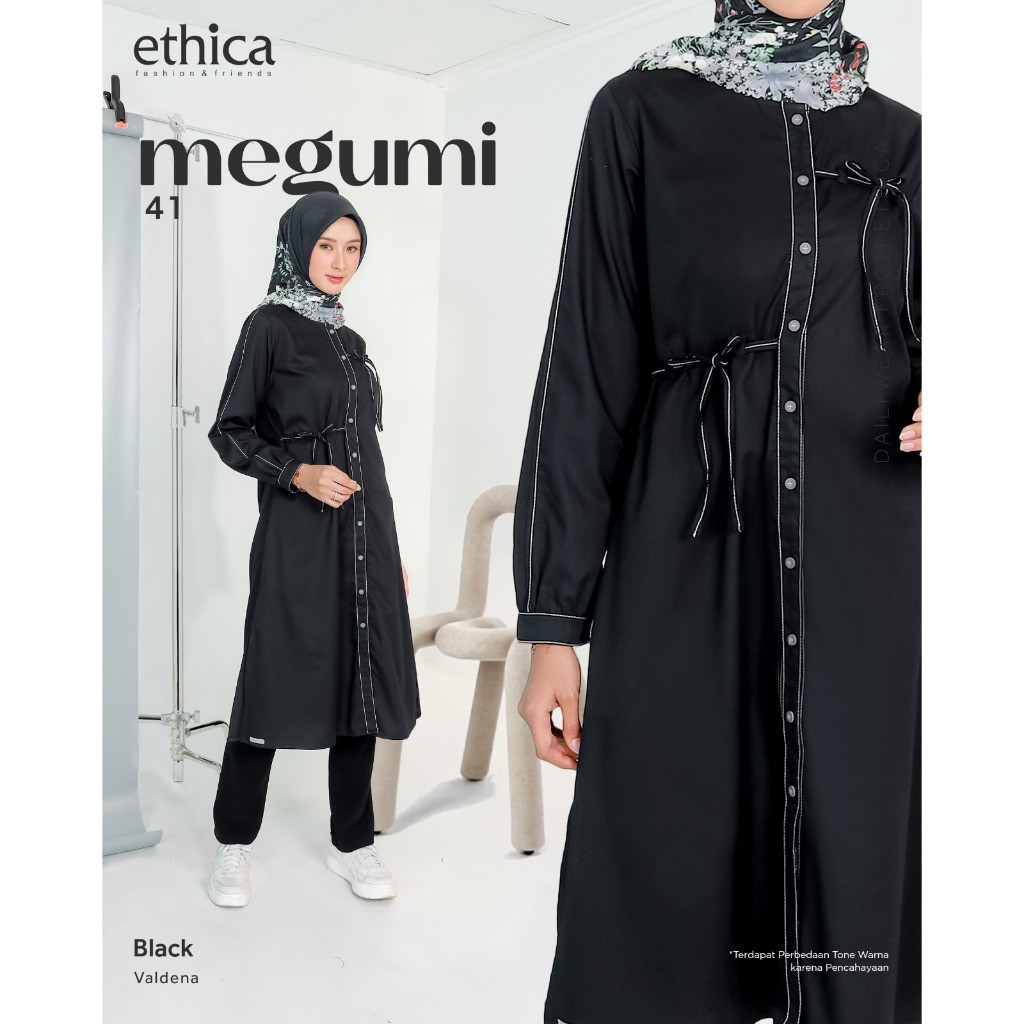Ethica Tunik Panjang Megumi 41 Black Series Baju Wanita / Tunik Hitam / Tunik Panjang Polos / Tunik 