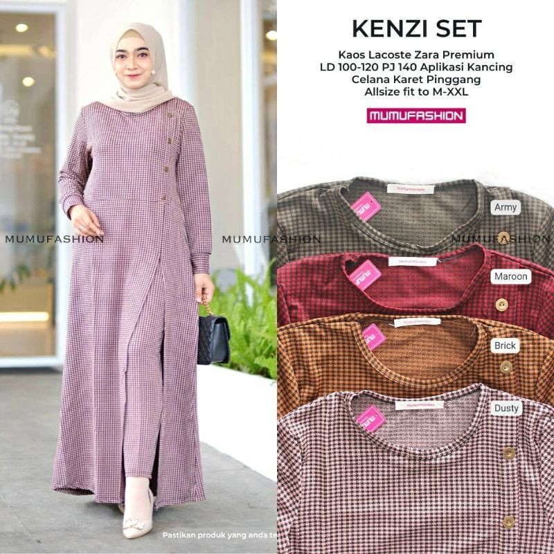 MUMU - Kenzi / Kessy Set Setelan Celana Gamis Kotak-Kotak Terbaru  by Mumufashion Hijab Fashion Solo