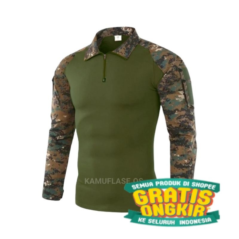 Baju tactical Combat shirt - Kaos bdu army Loreng Marpat Woodland desert Accupat dll/ jumbo big size