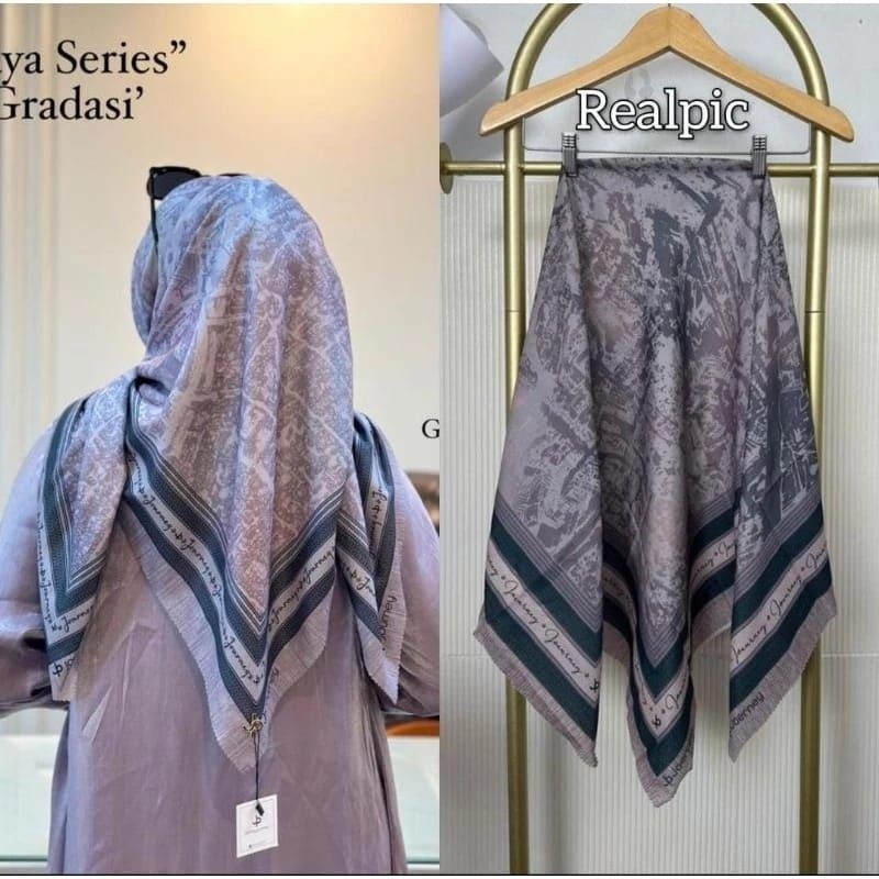 10PCS HIJAB SEGIEMPAT MOTIF JOURNEY VOAL PREMIUM