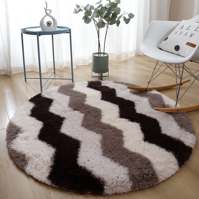 Karpet Bulat Motif & Ombre Karpet Bulu Lantai Bulat karpet bulat jumbo karpet bulat bulu karpet bula