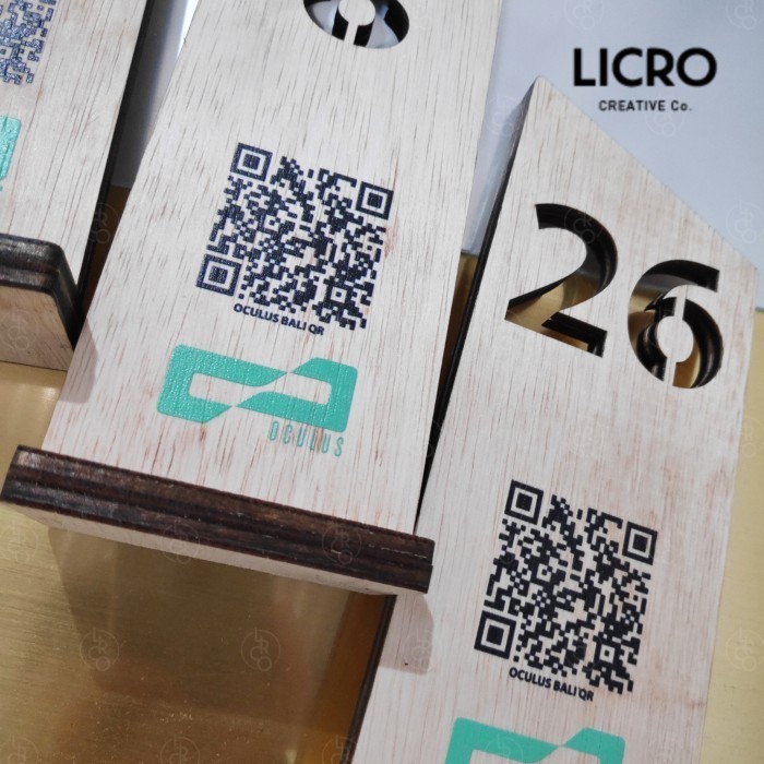 WOODEN TABLE NUMBER NOMOR MEJA ANGKA KAYU QR CODE BARCODE PRINT WARNA