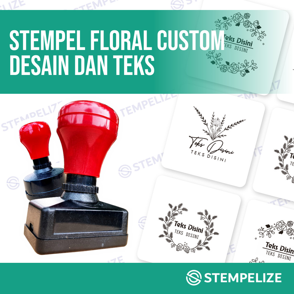 

Stempel Floral Custom Desain Dan Teks