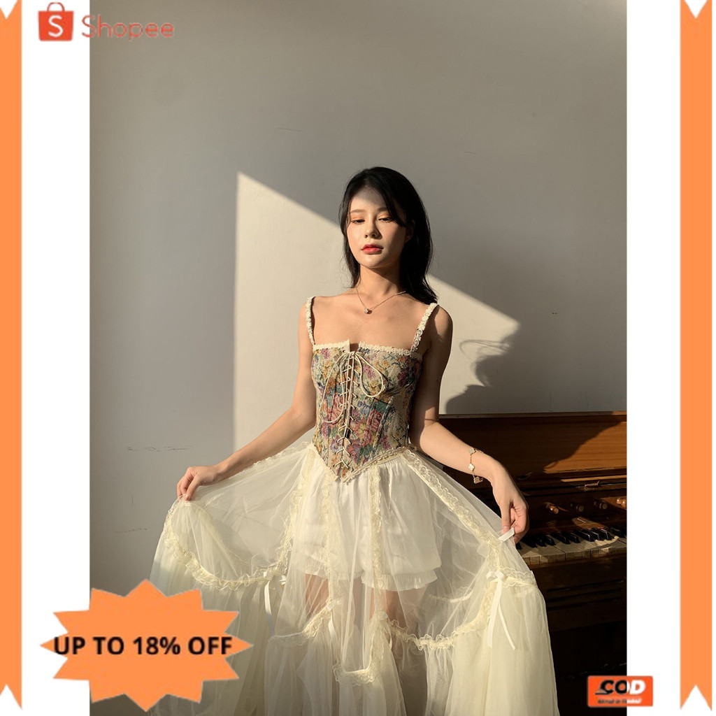 new✨ -Tank Top Crop Wanita Korean Style Tangtop Lace Floral