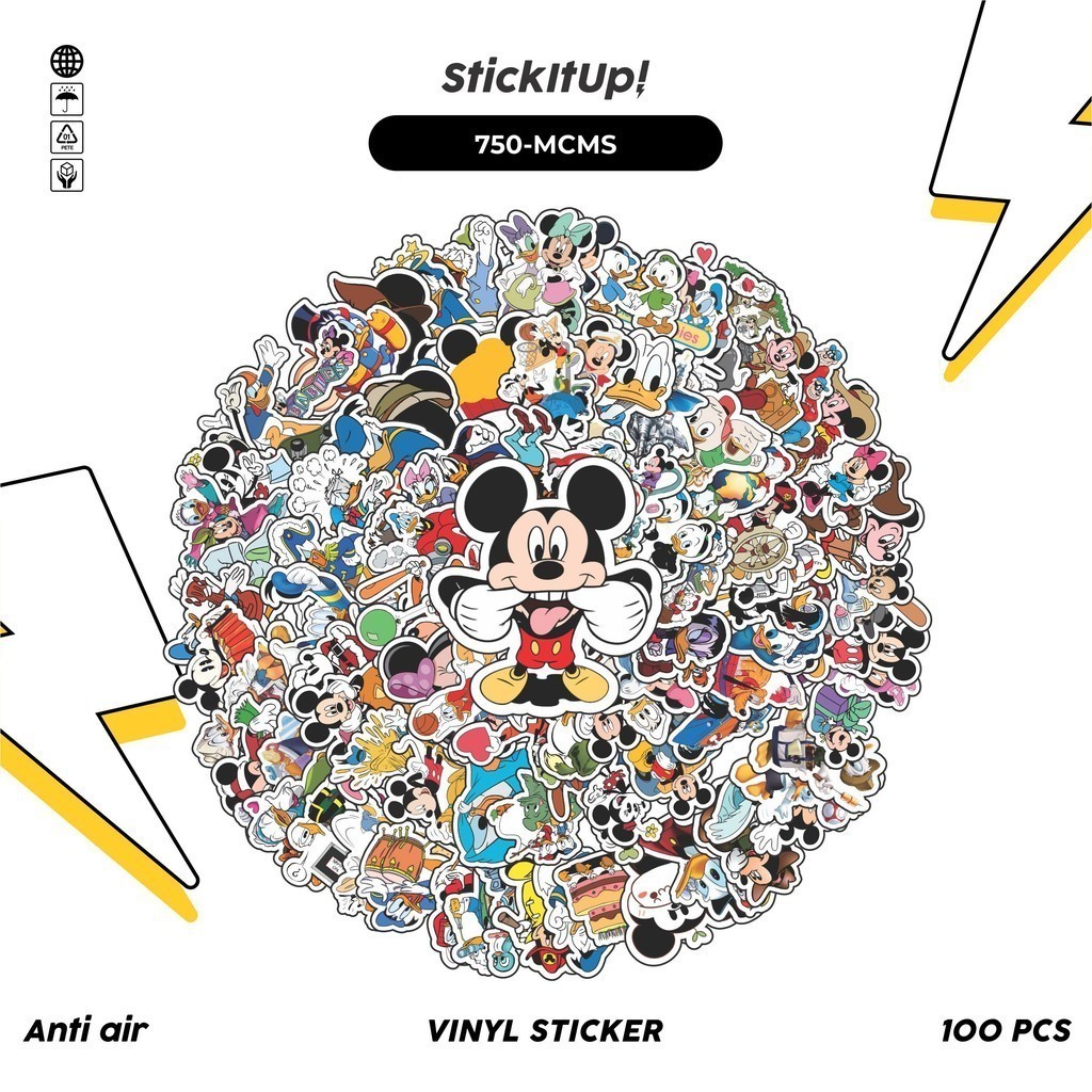

COD✨ 100 Pcs Stiker Mickey Mouse & Donald Duck V2 Lucu Anti Air Untuk Dekorasi Notebook Sepeda Skateboard Handphone DIY