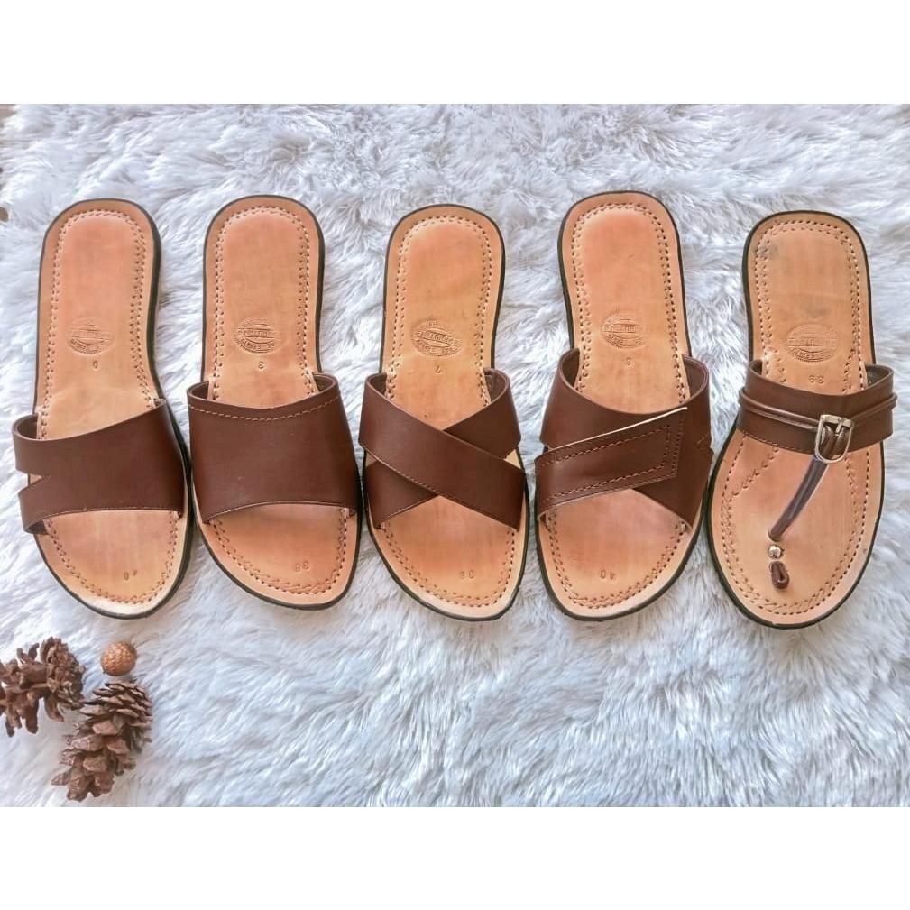 Panutan Sandal Tarumpah Cewek Kulit Karet Mentah