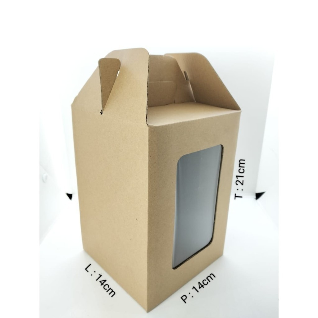 

5 PCS GABLE BOX MIKA 14X14X21CM E FLUTE KARDUS (TOPLES BULAT 500 G X 3 )