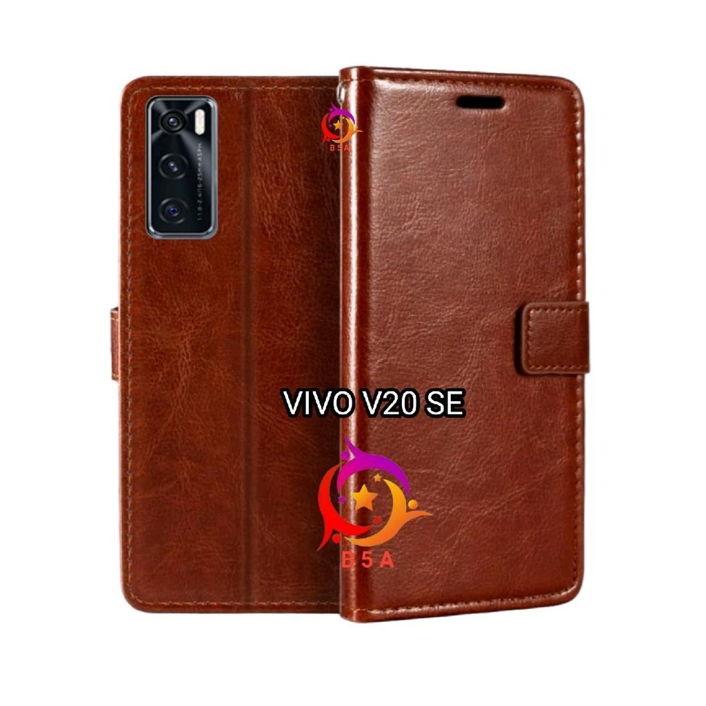Case VIVO V20 SE Flip Cover Wallet Leather Casing Dompet Kulit ( Case Untuk-Vivo V20se ) Slot Card W