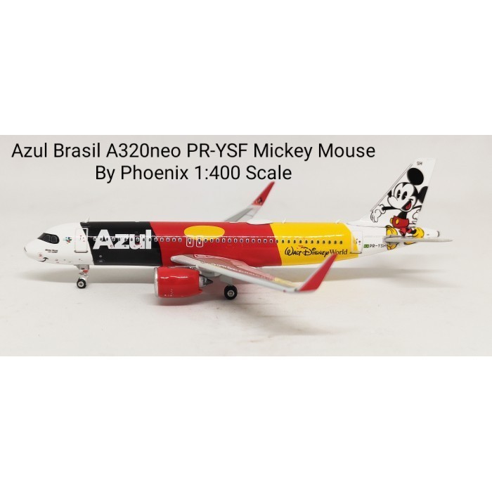 DIECAST PESAWAT TERBANG Azul Brasil A320neo PR-YSH Mickey Mouse By Phoenix 1:400 Skala AIRCRAFT DIEC
