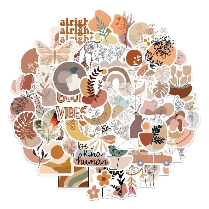 

[ , ] Sticker Bunga Aesthetic Anti Air, Motif Kartun Boho untuk Dekorasi