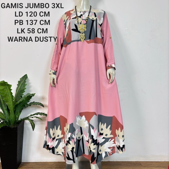 Gamis Jumbo LD 120 CM Motif Kekinian - Dusty