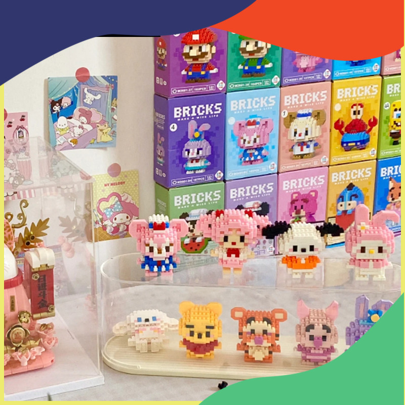 Promo LELE Mainan Bricks DIY Sanrio Nano Block Mini karakter kartun 3D Puzzle Mainan Anak Perempuan 