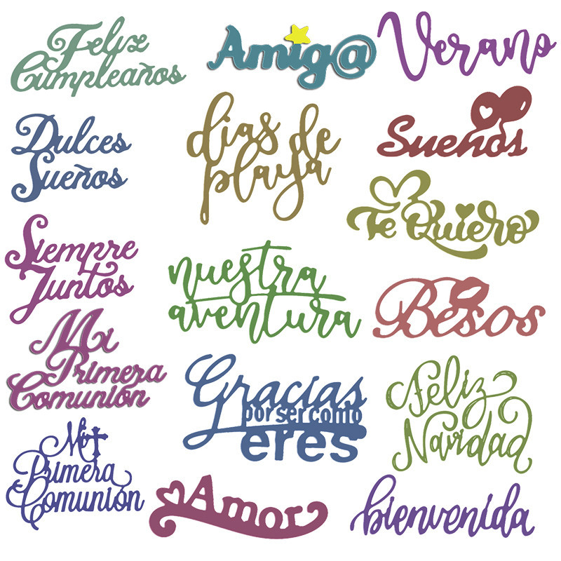 

Mixed Spanish Phrases Verano Amig Nuestra Aventura Suenor Metal Cutting Dies DIY Crafts Stencil Scrapbooking Card Making 2022